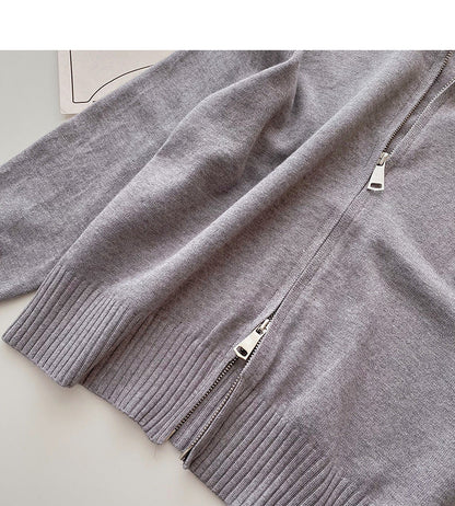 Cardigan knitted coat Long Sleeve hooded top  6658