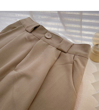 Fashion simple temperament solid color thin ins medium and long skirt  5732