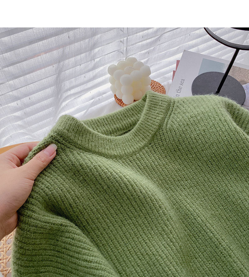 The new Korean version is lazy and slim, with long sleeved Pullover Top  5937