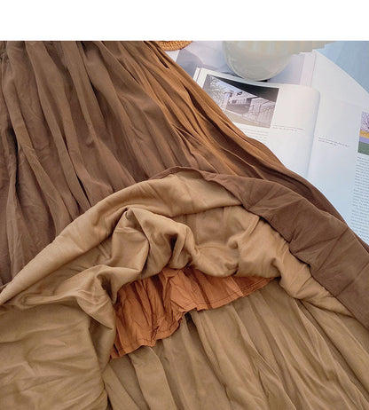 Hong Kong style solid color pleated skirt  5778