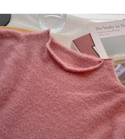 Korean half high collar versatile candy colored bottomed sweater  6557