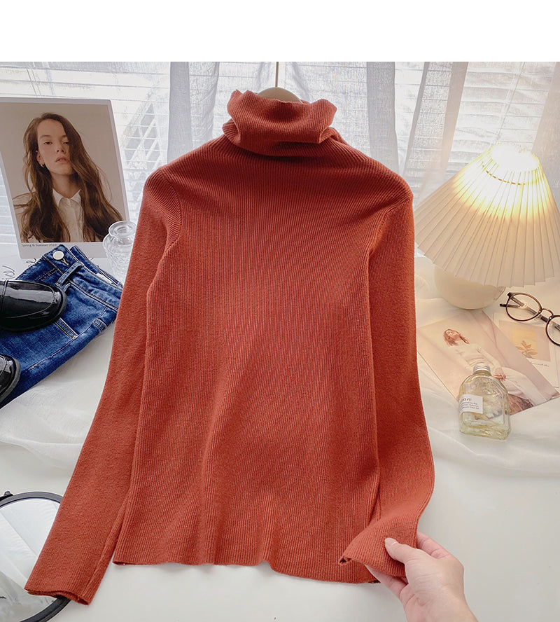 Korean high neck Pullover long sleeve slim slim top  6646