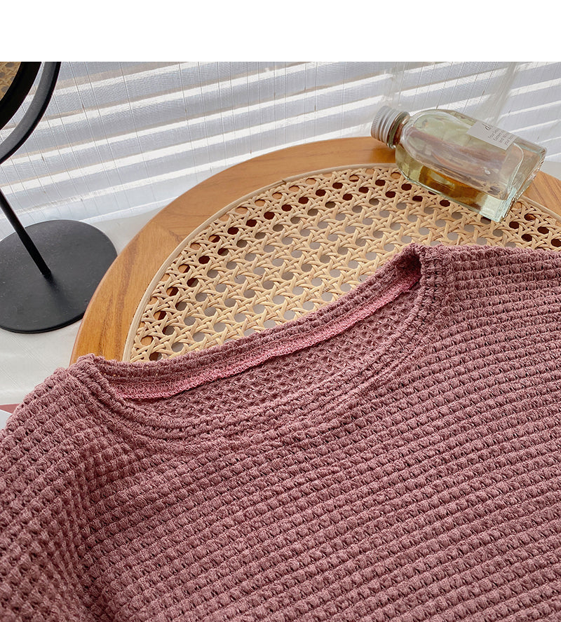 Lazy wind high waist short open navel sweater  6465