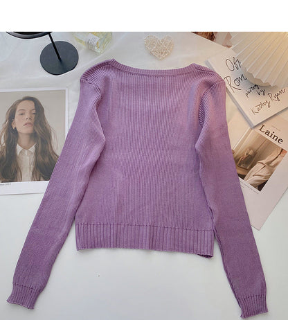 Knitwear slim short bottomed long sleeve top  6659