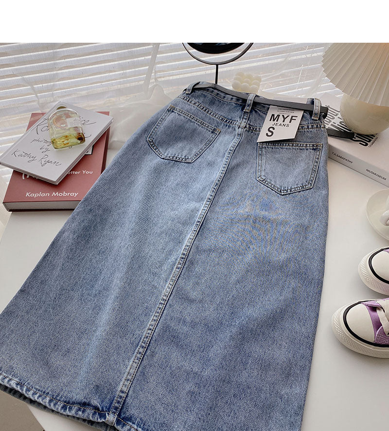 Korean split A-shaped high waist slim design fashion skirt  5709