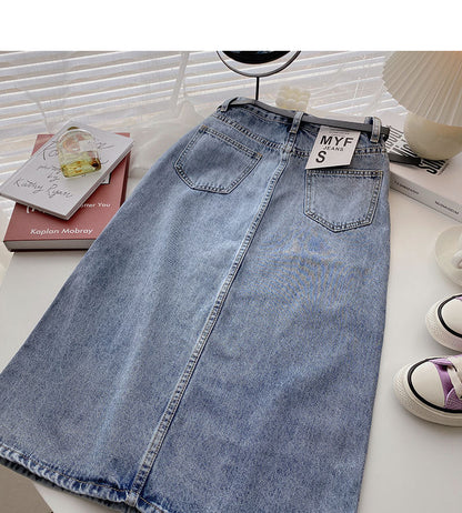 Korean split A-shaped high waist slim design fashion skirt  5709