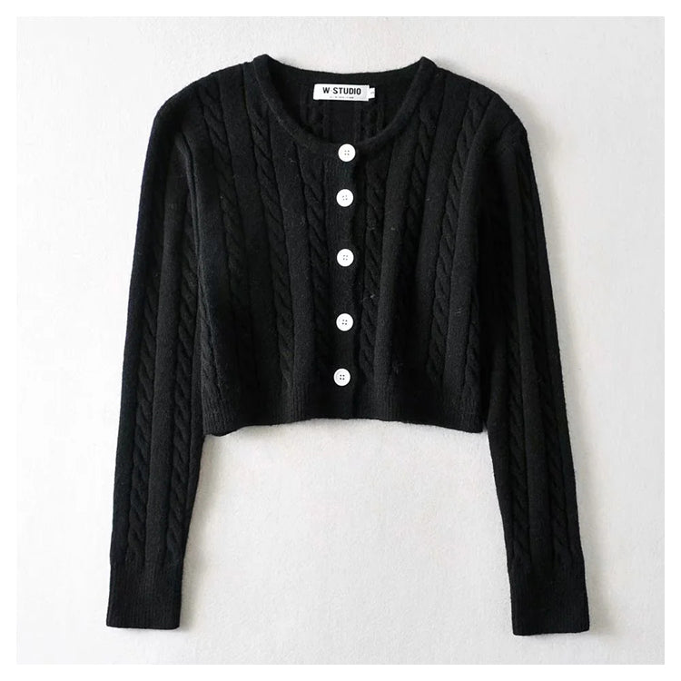 Flower sweater cardigan high waist single breasted long sleeved sweater  7222