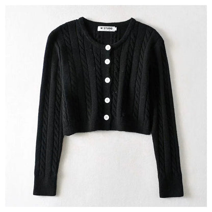 Flower sweater cardigan high waist single breasted long sleeved sweater  7222