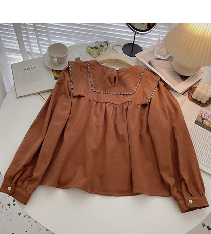 Korean style retro thin long sleeve shirt  6319