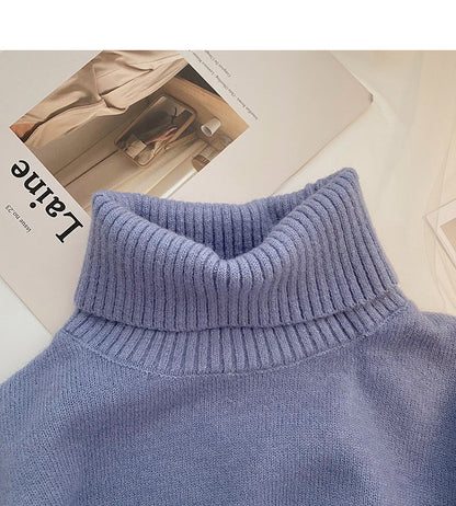 Temperament high neck short sweater thin long sleeve top  6053