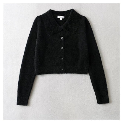Vintage high waist navel top cardigan sweater  7168