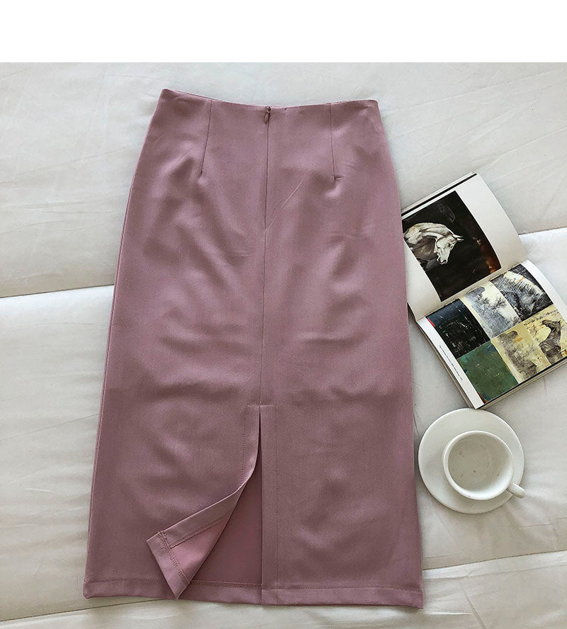 Korean women's dress is gentle and thin, split middle and long skirt  5688