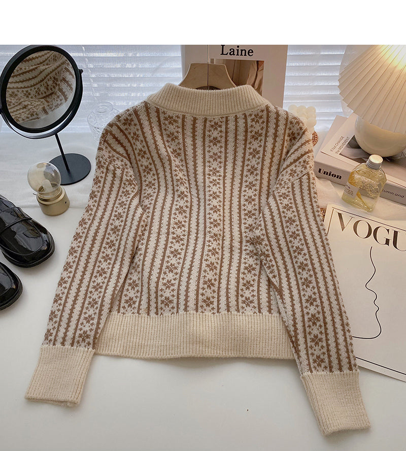 Vintage print shows thin long sleeved cardigan top fashion  5888