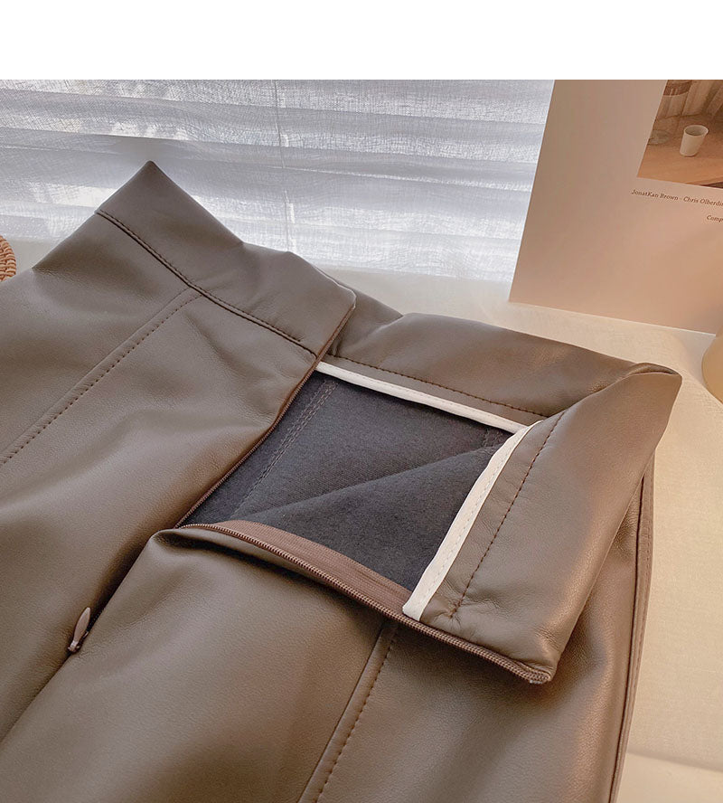 Temperament simple solid color A-shaped slim skirt  5730