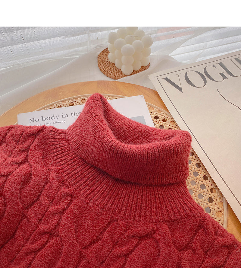 Medium length high neck Pullover twist sweater  5953
