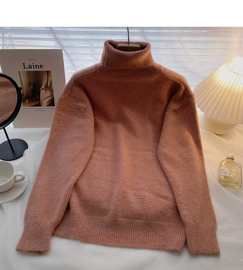 Lazy solid color retro minority long sleeve Pullover loose top  6642