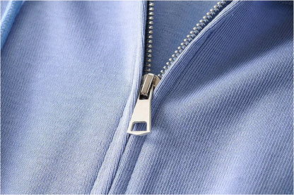 Fried Street zipper cardigan dress casual Hooded Sweater  7147