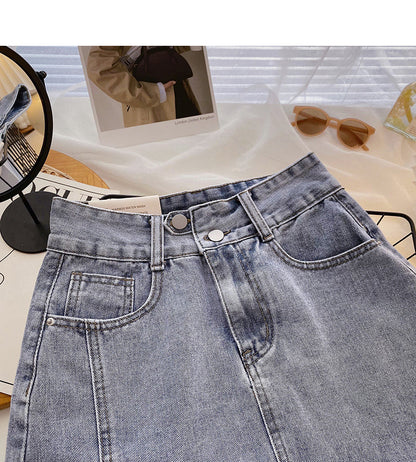 New Korean version of Hong Kong Style versatile slim split high waist skirt  5403