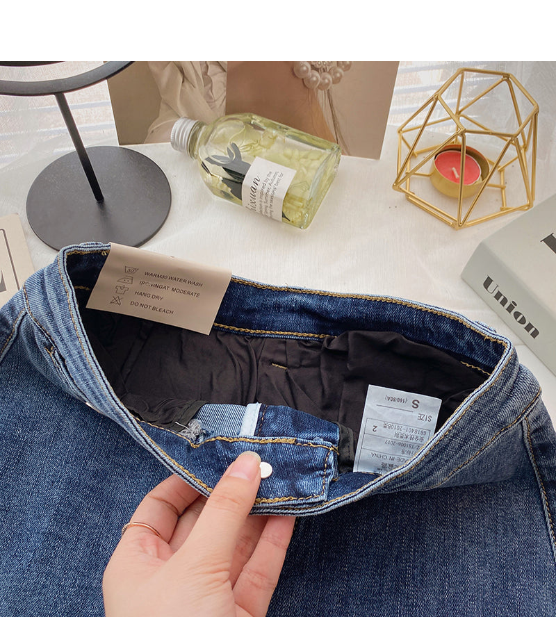 Retro casual denim high waist slim skirt fashion  5401
