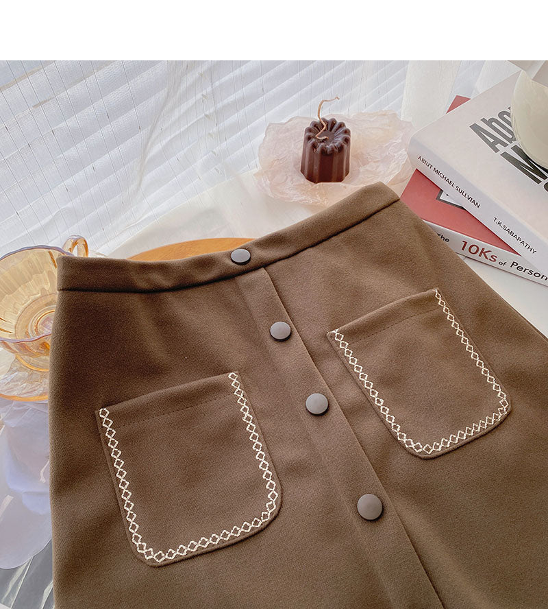 Korean retro personality small pocket skirt trend  5500