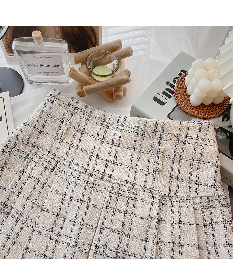Retro small fragrance plaid skirt fashion  5394