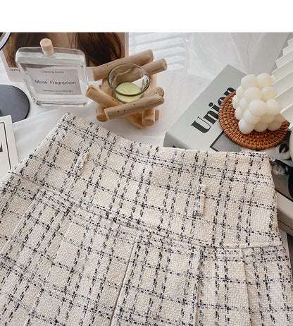 Retro small fragrance plaid skirt fashion  5394