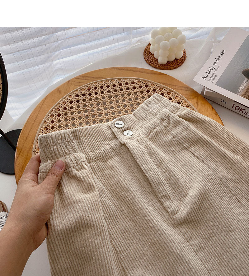 New Korean pure color leisure slim high waist anti light A-shaped skirt  5417
