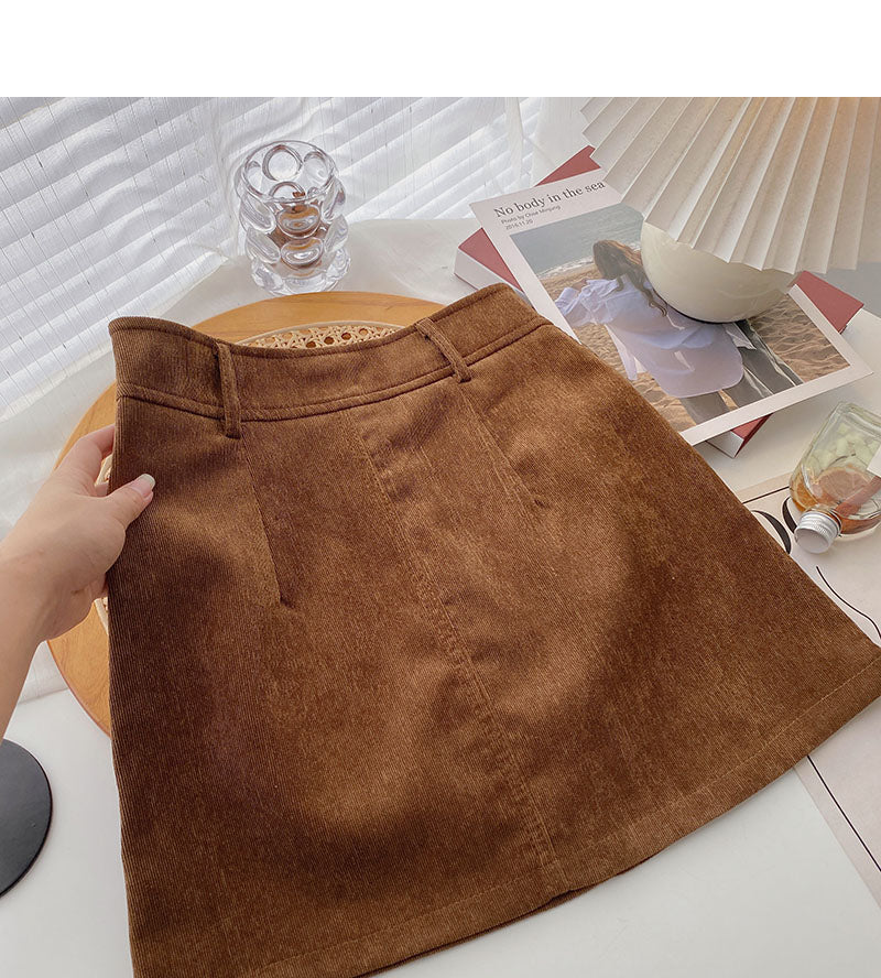 New Korean style Hong Kong style leisure solid color high waist skirt  5430