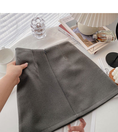 Korean versatile slim wrap hip high waist A-shaped skirt  5455