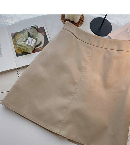 High waist solid simple A-line skirt  5406