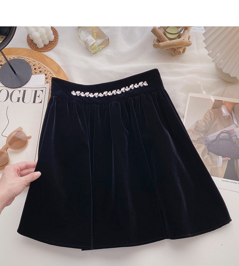 New Korean version small fragrance temperament A-shaped umbrella skirt  5396