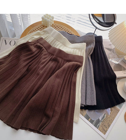Pleated skirt, women's design, versatile knitted skirt  5271