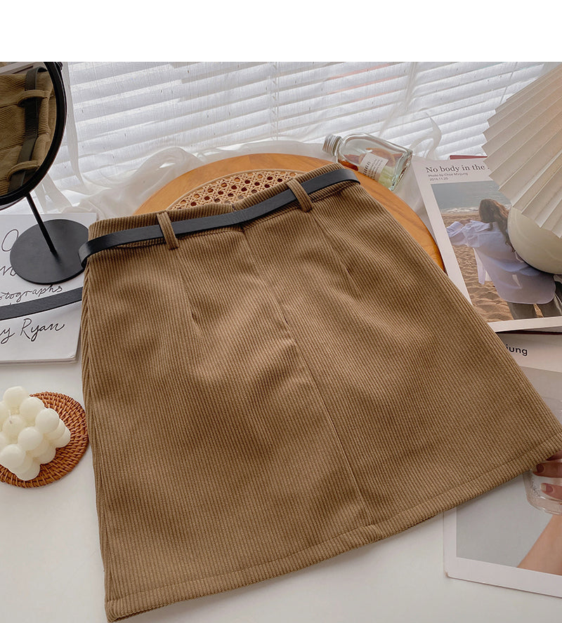High waist wrap buttock double breasted design, slim retro skirt  5496