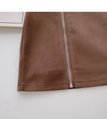 Slim design zipper high waist skirt  5375