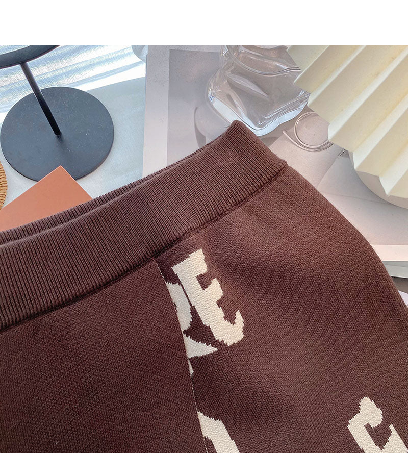 New Korean minority fashion retro printed letter high waist A-shaped skirt  5431