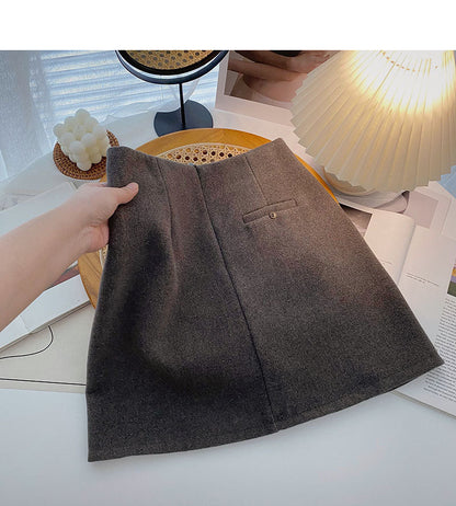 Versatile high waist wrap hip slim A-line skirt  5479