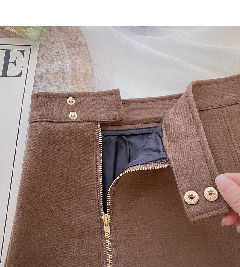 Slim design zipper high waist skirt  5375
