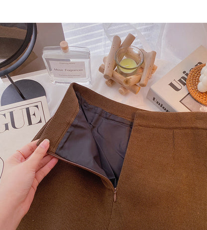 Slim temperament, versatile casual bag hip high waist A-line skirt  5387