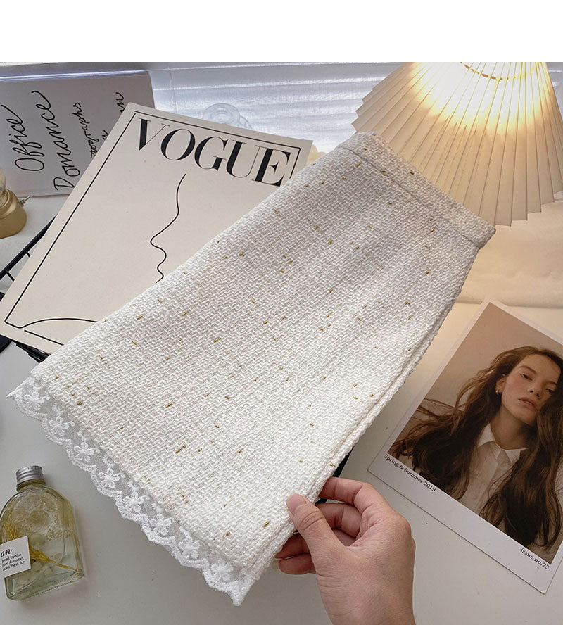 Lace Panel Design Hip Wrap high waist skirt  5286