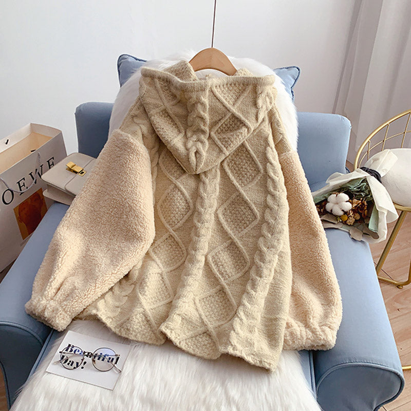 Lamb wool stitched sweater sweater women's Hoodie design 5203