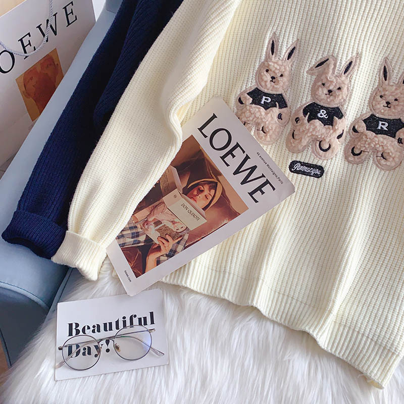 Cute Japanese cartoon sweater lazy wind sweater  5146