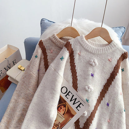Small fresh and sweet sweater design sense sweater top  5140