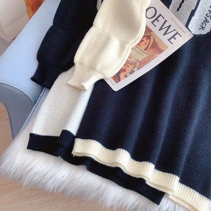 College style long sweater and foreign style knitted dress  5164