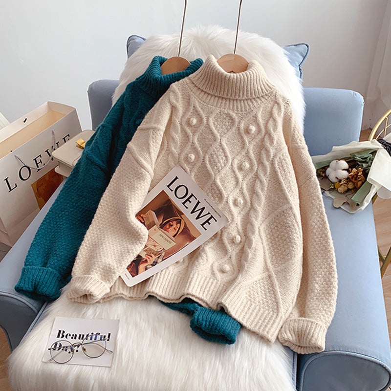 Twist turtleneck sweater sweater sweater top  5191
