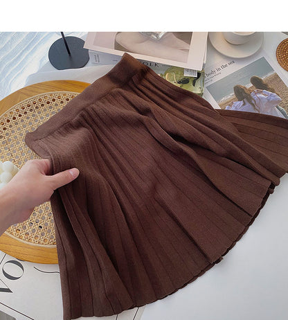 Pleated skirt, women's design, versatile knitted skirt  5271