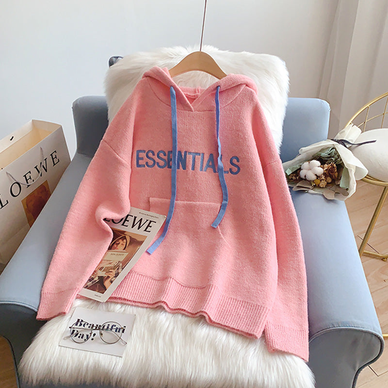 Lazy letter embroidered Hoodie sweater  5158