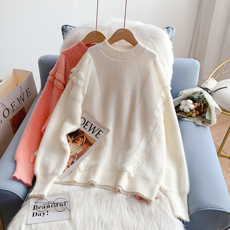 Imitation mink soft waxy sweater knitted top  5260