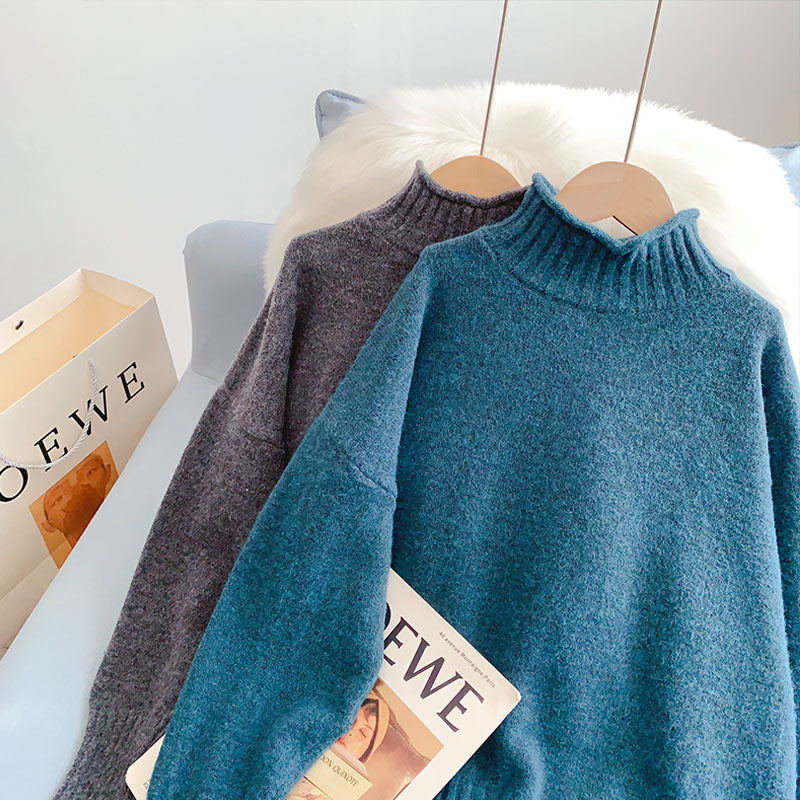 High neck sweater design sense of minority sweater top  5228