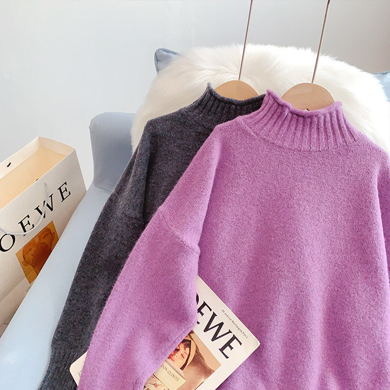 High neck sweater design sense of minority sweater top  5228