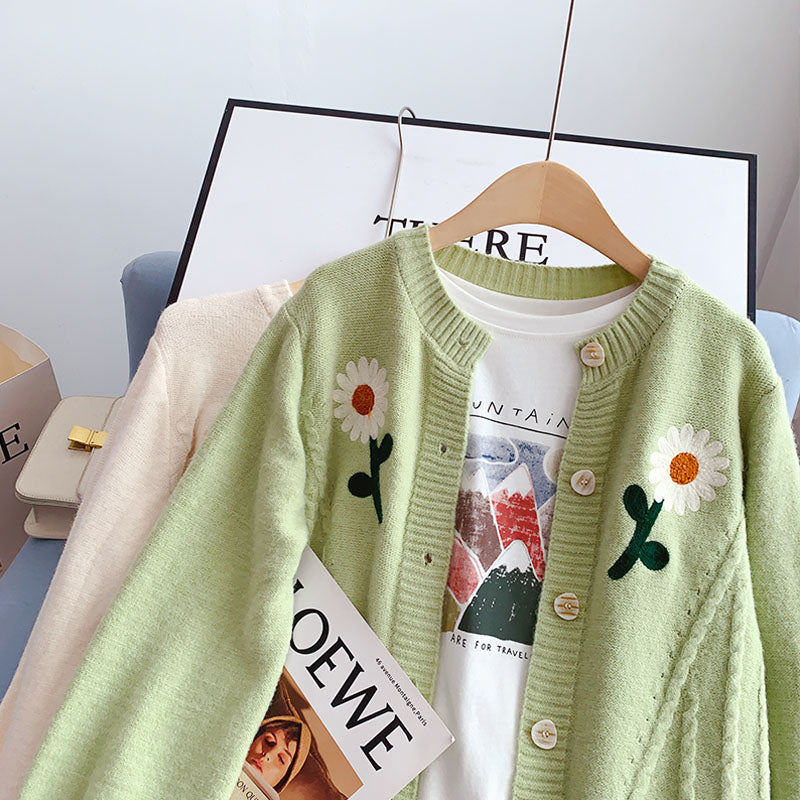 Embroidered sweater coat cardigan female  5119